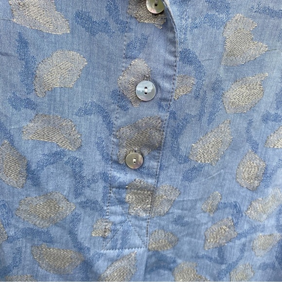 FINLEY Mandarin Collar Gold Leaf Jacquard Long Sleeve Shirt Size Medium - Picture 3 of 9